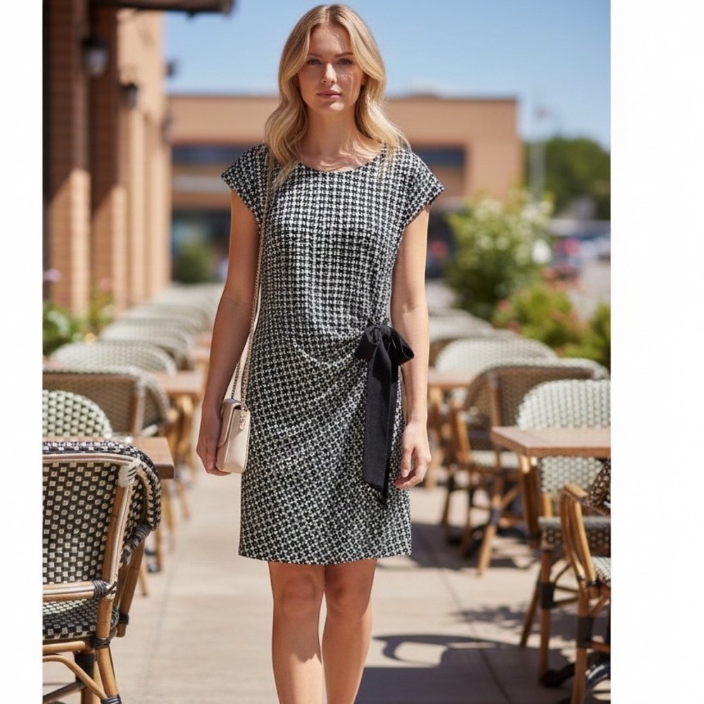 Saturday Sunday by Anthropologie Geometric Sheath Side Tie Dress Women's Small